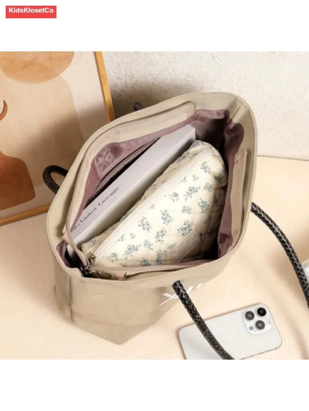 Quilted Cotton Makeup Bag 2-Pc Set Coquette Floral Cosmetic Toiletry Travel